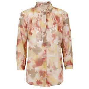 Massimo Alba Watercolor Print Cotton Shirt With Classic Collar - NWT